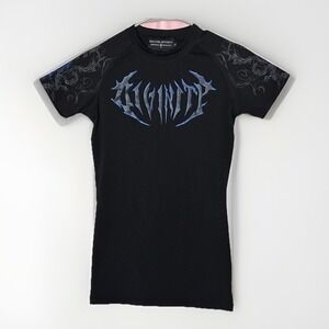 Breathe Divinity Compression Shirt Black Spellout Graphic Cyber Goth S